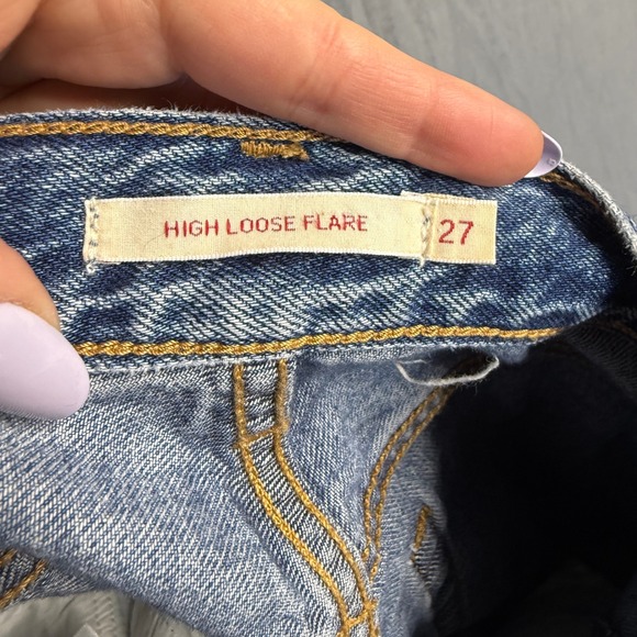 Levi's Jeans Womens 27‎ High Loose Flare Medium Wash Baggy Fading Distressed - Picture 10 of 11